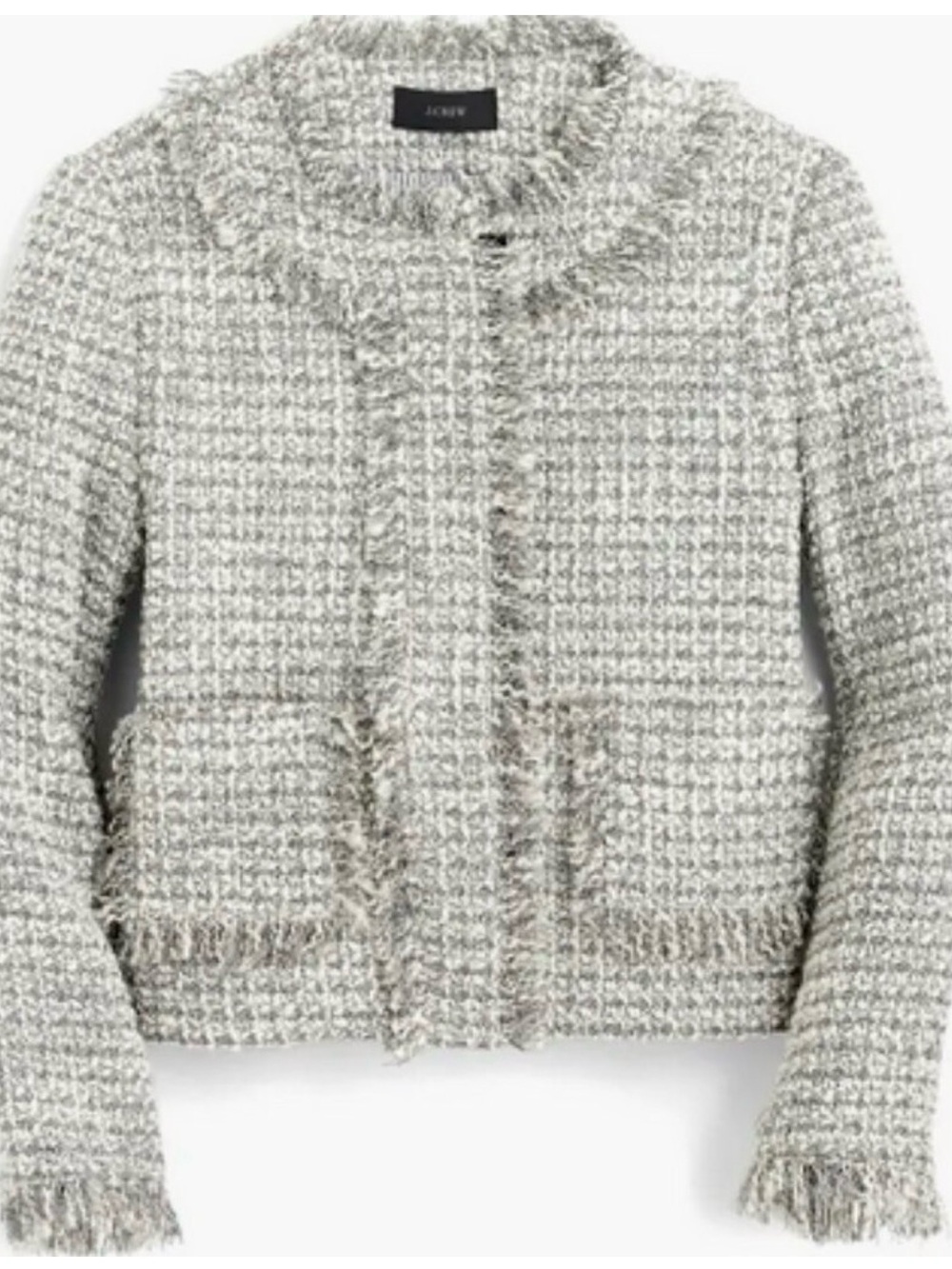 J. Crew Olympia Lady Jacket Metallic Tweed Fringe Trim Size 0 - Picture 1 of 13